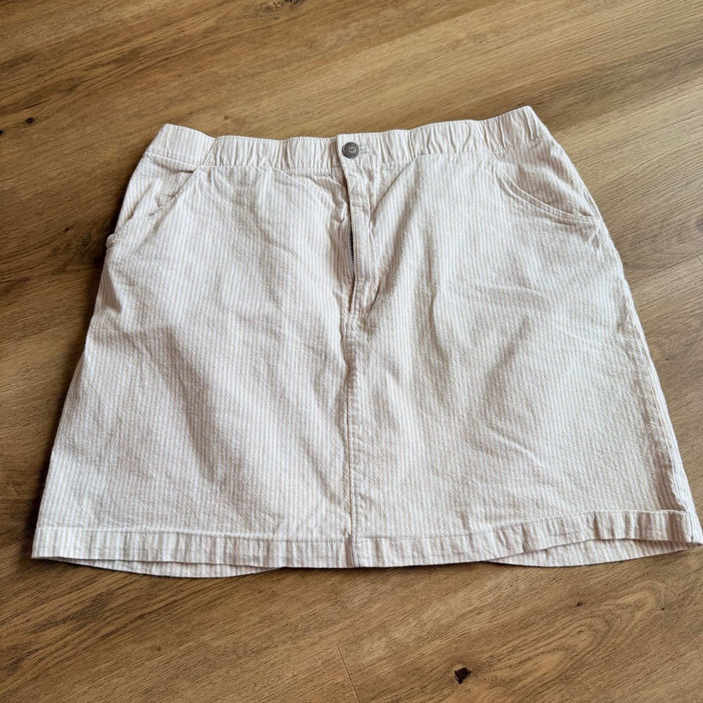 Hollister Ultra High-Rise Seersucker Mini Skirt Tan White Striped Size XL